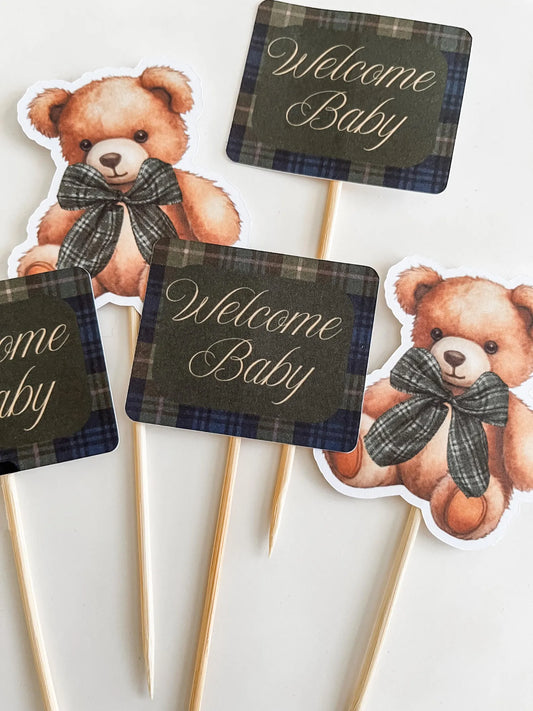 Luxury Teddy Bear Baby Shower Decorations, Plaid Bear Theme - Pretty Party Kit