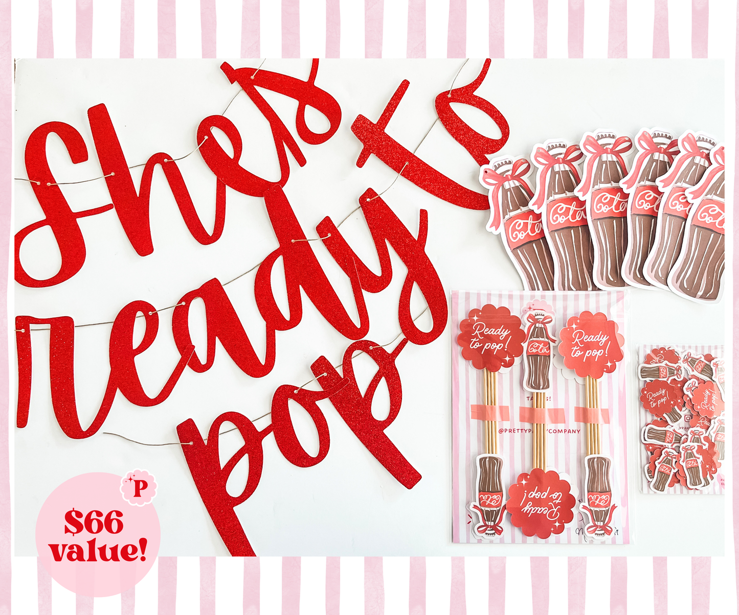 She's Ready to Pop, Retro Soda Baby Shower - Pretty Party Kit