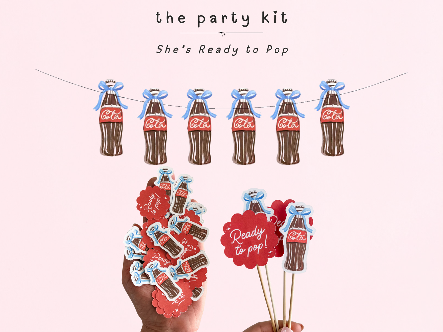 She's Ready to Pop Blue, Boy Retro Baby Shower Kit