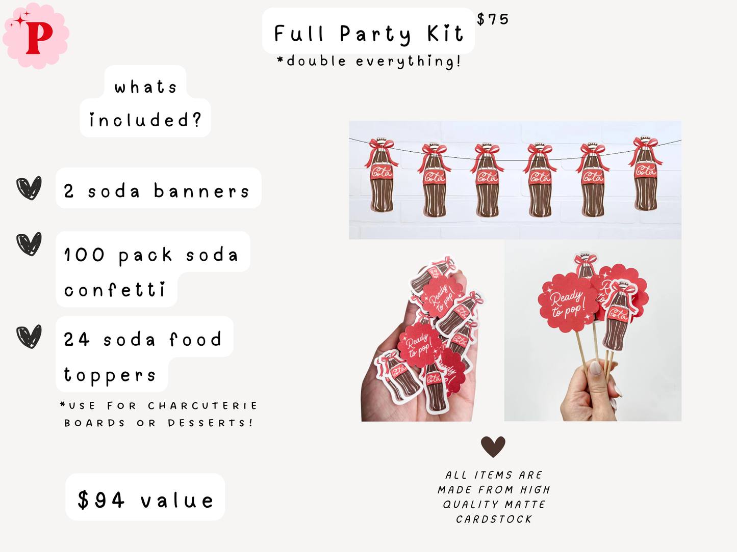 She's Ready to Pop, Retro Soda Baby Shower Kit