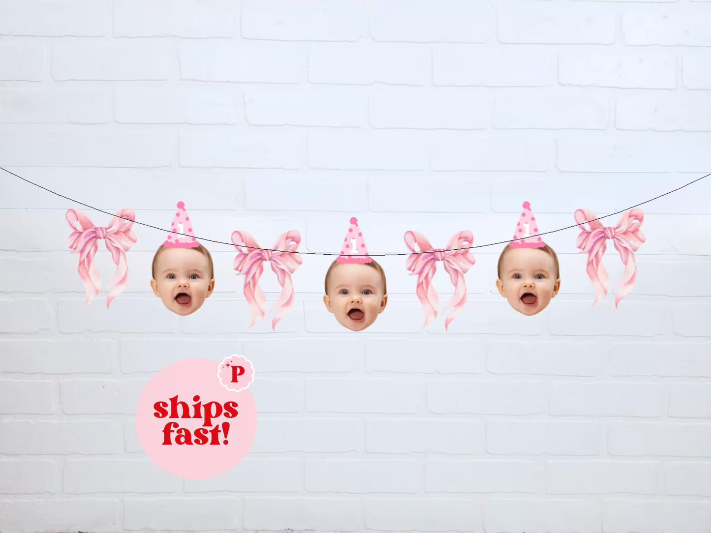 Girls Just Wanna Be One Face Banner / 1st Birthday for Girls