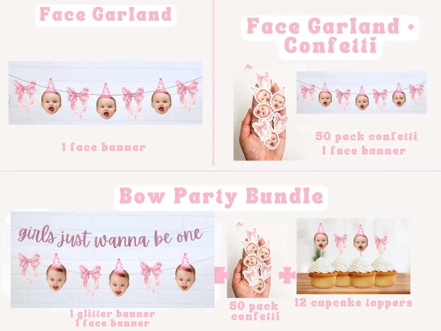Girls Just Wanna Be One Face Banner / 1st Birthday for Girls