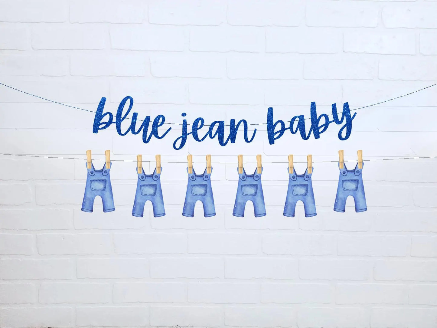 Blue Jean Baby Shower DUO Banner + Garland