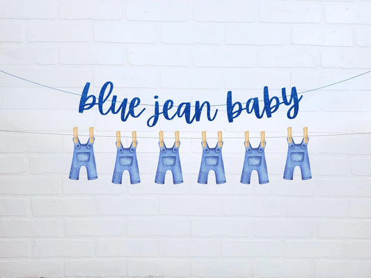 Blue Jean Baby Shower DUO Banner + Garland