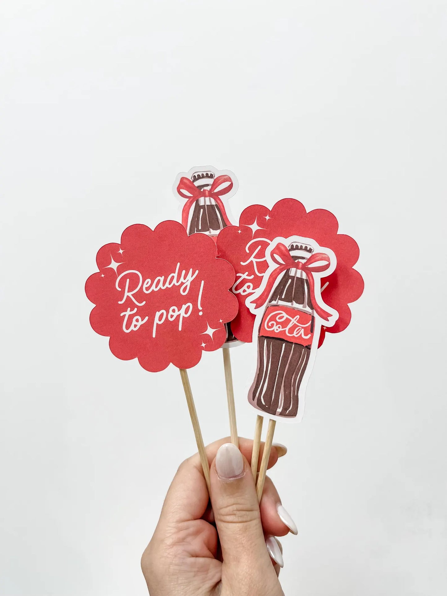 She's Ready to Pop, Soda Baby Shower Cupcake Toppers