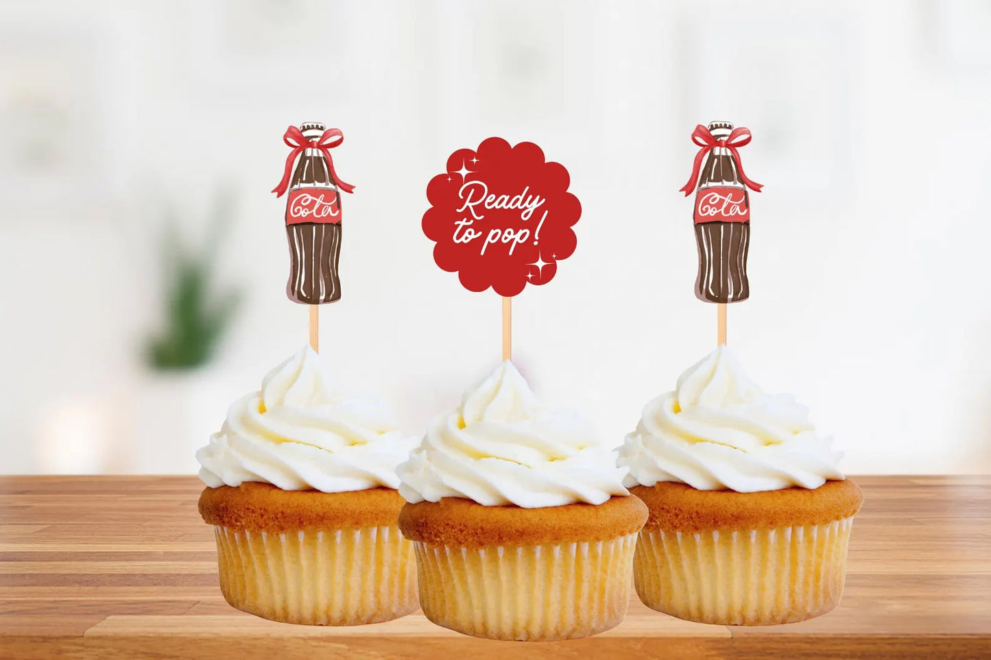 She's Ready to Pop, Soda Baby Shower Cupcake Toppers